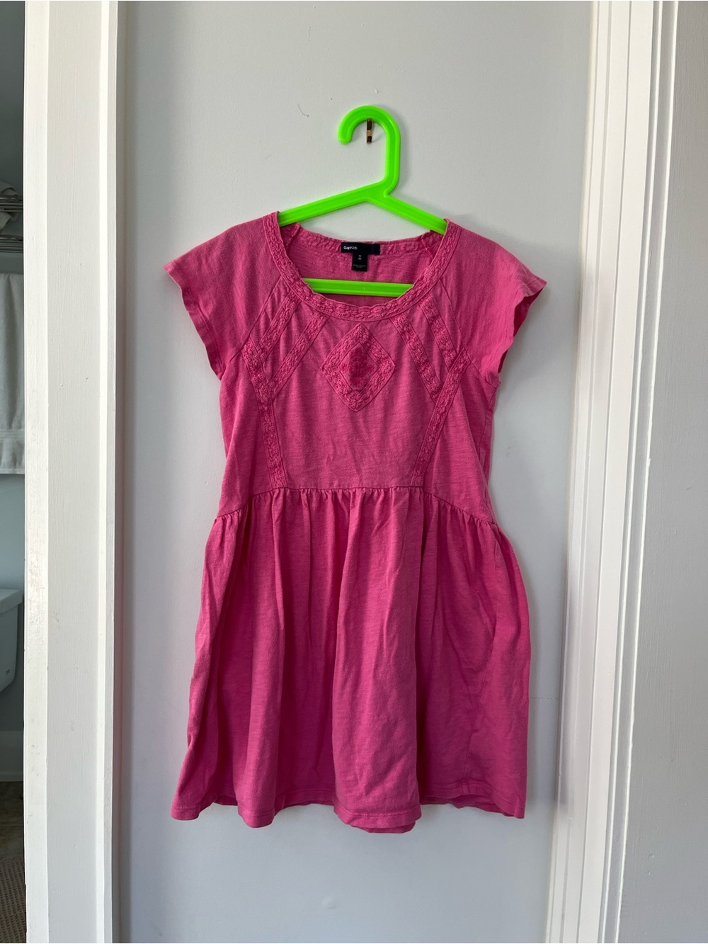 GAP Girls' Pink Embroidered Cotton Casual Dress